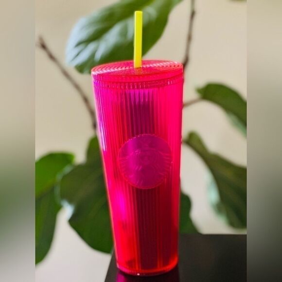 Starbucks 2023 Fall Iridescent Magenta Bling Cold Cup 24 oz Tumbler - Picture 2 of 3